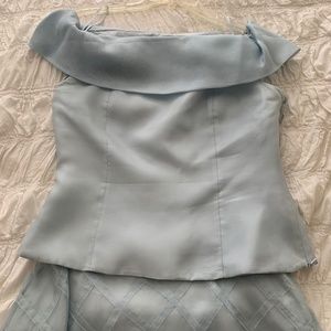 Powder Blue all Silk Talbots off the shoulder Top and Skirt